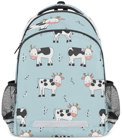 Bleblef Kinder-Rucksack, Kuh-Schultasche für 3–13 Jahre, Grundschulrucksack mit reflektierenden Streifen, leichter Schüler-Rucksack
