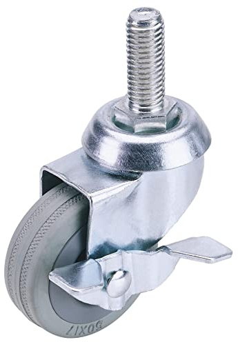 Draper 65471 50 mm Swivel Bolt Fixing Rubber Castor with Brake (50 kg Safe Working Load) , Blue