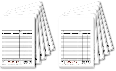 SIGEL KC620/10 Kassenblöcke, 10 Stück Quittungsblöcke á 50 Blatt mit Durchschlag, 10x16,5 cm, fortlaufend nummeriert, aus Recyclingpapier, mit Additionsblatt