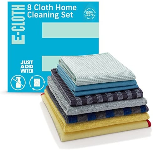 E-Cloth Cleaning Set, Contains Multiple Microfiber Cleaning Cloths for Household Cleaning, Dusting and Polishing Surfaces, Bathroom, Kitchen, Washable and Reusable, 100 Wash Promise, Assorted Colours