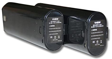 vhbw 2X Batteries Compatible avec Makita 6002DWK, 6010D, 6010DL, 6010DW, 6010DWK, 6012D, 6012DL, 6012DW Outil électrique (2100 mAh, NiMH, 7,2 V)
