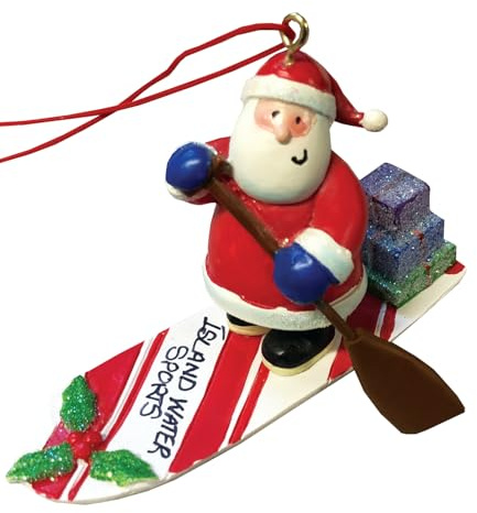 Santa auf einem Paddling Weihnachten Ornament