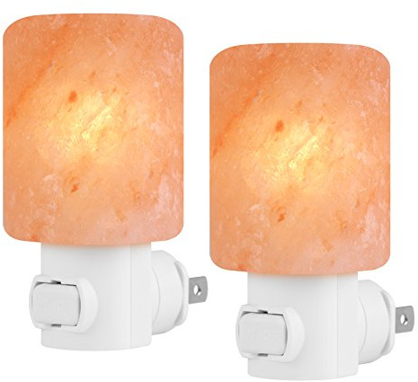 Syntus 2 Pack Himalayan Salt Lamp Natural Crystal Salt Light Glow Hand Carved Night Lights Wall Light, UL Listed Plug for Lighting, Decoration and Air Purifying