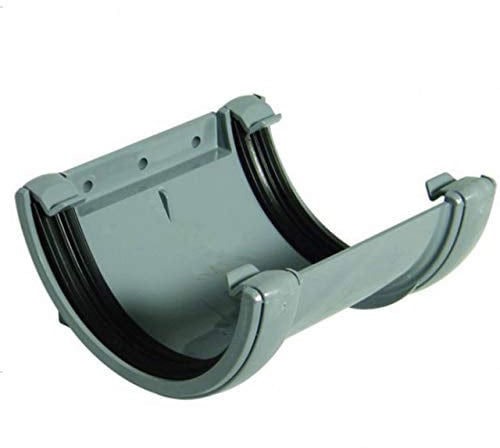 FLOPLAST 112mm Half Round Fascia Gutter Union Bracket - Grey - Pack of 2