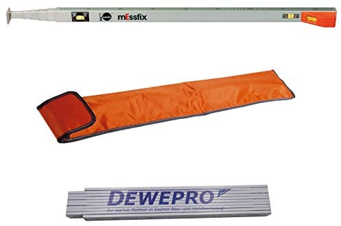 Nedo mEssfix das Original - Teleskop-Messstab 1,07m - 5,00m - Teleskopmessstab inkl. Schutzhülle und DEWEPRO Zollstock 2m für präzises Messen und exakte Messergebnisse