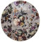 ESSENZA Teppich Fleur Finest Grau,Ø 90 cm, 60% Polyester, 30% thermoplastischesPolyurethan, 10% Baumwolle, Blumen Pfingstrosen Tulpen