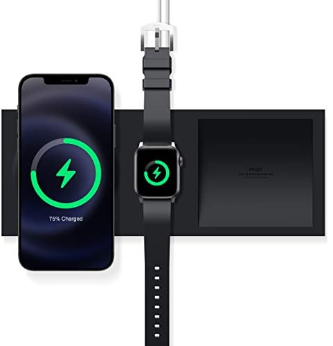 elago Ladestation Duo Kompatibel mit MagSafe Ladegerät, Kompatibel mit iPhone 16, 15, 14, 13, 12 Serie, AirPods mit Kabellosen Laden, Apple Watch Allen Serie (Schwarz)