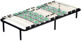 i-flair Metallbett Tellerlattenrost 90x200 cm auf 6 x Füßen, Gästebett Ergo IF55 mit Tellerfedern und Stauraum - für alle Matratzen und Betten geeignet