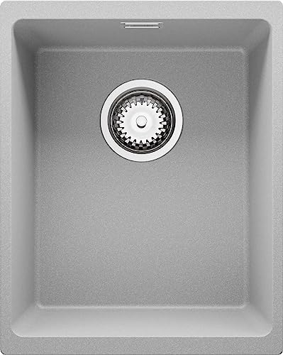 Fregadero bajo Encimera Gris 36x47cm, 1 Seno + Sifón, Granito al mueble 40cm - London de Primagran