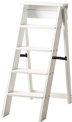 MFLASMF Holzhocker Stabile Holzleiter Holzleiter Multifunktionsstuhl Verdickter Bibliothekstreppenstuhl Tragbare Lichtleiter Gartenwerkzeugleiter Loftküche (Größe: 59 × 34 × 87 cm)