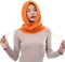 Unisex Strickmütze aus Kaschmir, mit Kapuze, Halskragen, Kopf, Kordelzug, dicke Mütze für Herren und Damen, 11 Orange, One size