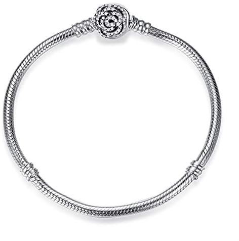 GANDE 925 Silber Die Schöne und das Biest Armreif mit Belle Enchanted Rose Verschluss 1St (Size : 17cm)