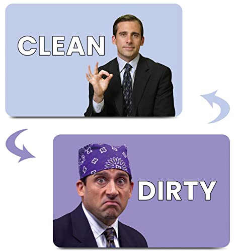 HSSPIRITZ The Office Michael Scott Prison Mike Geschirrspüler-Magnet Clean Dirty Schild Indikator Magnet Doppelseitiger Flip mit Metall-Magnetplatte Universal Küche Geschirrspüler Reversible