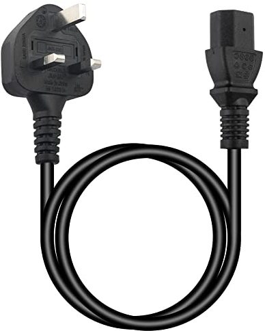 10A 250V Power Cable - 1m C13 Kettle Plug Cord for PS3, PC, Monitor, Computer, LG TV - 3 Prong UK AC Plug