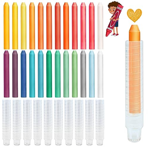 Sinofort 24 Stück Kreide Straßenmalkreide 24-Farben Tafelkreide Bunt Mit 12 Transparenten Stifthaltern Straßenkreide Kinder für Kinder Geeignet für Whiteboard Kreidetafel