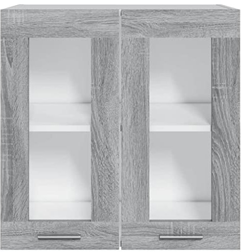 homiuse Hängeschrank Glas Grau Sonoma 60x31x60 cm Holz Küchenschrank Hängeschrank Küche Vorratsschrank Schrank Klein Apothekerschrank Küchenschränke Haushaltsschrank Kitchen Cabinet Regales