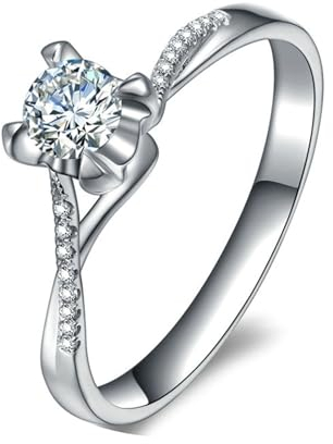 ANAZOZ Eheringe aus Platin 950, Ringe Moissanite 0.3 Karat und Moissanit Karat Verlobungsring Damen größe 48 (15.3)