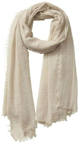 guiyal Soft Vintage Scarf – Crinkle Cotton Blend with Fringe, Khaki