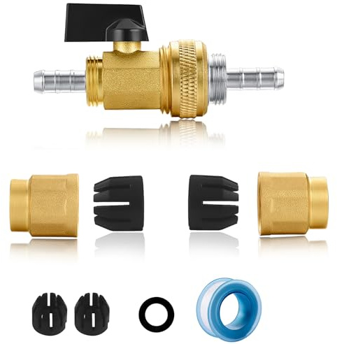 SIGURANTA Expandable Hose Repair Kit, 0.353 Barb with GHT Female Fittings & GHT Male Ball Valves, Brass Construction (1 Set) - Please Check Main Images First to Confirm Expandable Hose Compatibility”