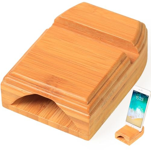 ZTHapwa Handy-Ständer, Bambus-Holz-Telefonständer mit Soundverstärker für den Schreibtisch, niedlicher Desktop-Handyhalter für Büro