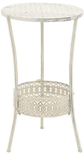 Chaduof Mesa bistró Estilo Vintage Metal Redonda 40x70 cm Blanca, Mesa Exterior Terraza, Mesas Auxiliares, Mesa Balcon, Mesa Terraza - SPU:245938