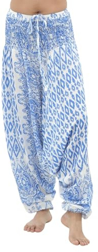 PANASIAM Aladinhose ISAN - Goa Hose, orientalische Haremshose, Sarouel-Hose, Lao Tribe Design - Unisex, Damen & Herren - 100% Viskose - Yoga, Festival