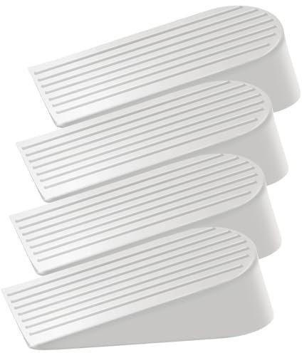 4 Pack Door Stops, Extra Large Door Stopper Wedges Indoors Outdoors Heavy Duty Door Wedge Rubber Door Stopper for Floor, Non-Slip Door Holder, White