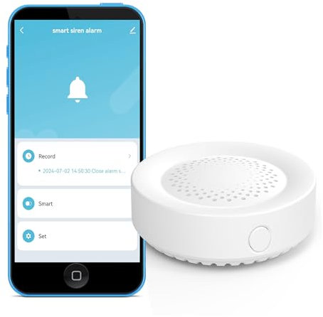 Smart Wi-Fi Sirene Alarm: Home Security Alarm mit 100dB Sounder, Drahtloser Einbruchalarm, App-Fernbedienung, Links mit Tuya Smart-Geräten für Haussicherheit & Hausautomation, Kompatibel mit Alexa