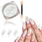 Pearl Chrome Nail Powder, 1 can of White Pearl Nail Powder Mirror Effect, White Pearlescent Chrome Powder with Applicator Brush, Chrome Glitter Powder for Nail Design