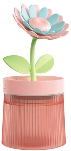 Mini Luftbefeuchter, 260ml, Schreibtisch Luftbefeuchter in Blumenform, 2 Sprühmodi, Automatische Abschaltung, Tragbarer Humidifier mit Buntem Licht für Auto, Zuhause, Schlafzimmer