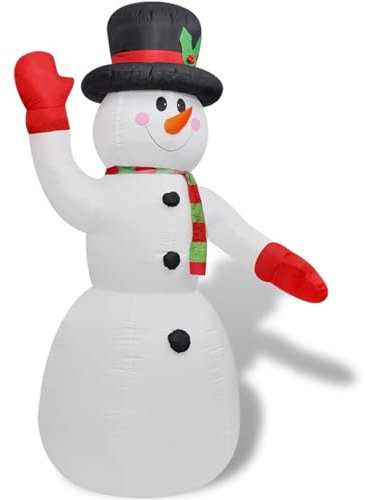 IKAYAA 240 cm Aufblasbare Weihnachtsfiguren Schneemann, LED-Licht Gartendekoration Schneemann Aufblasbar Innen und Außen Aufblasbare Garten Weihnachtsdeko Aussen Weihnachtsdeko XXL