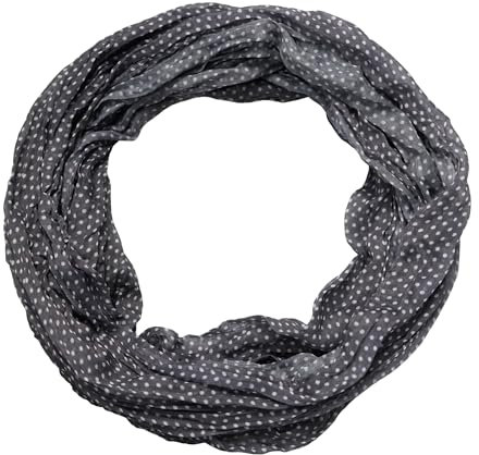 beybey® zarter Damen Loop Schal aus einem sehr feinen Material aus Seide und Baumwolle und in exkluisve Farben. (Punkte anthrazit)