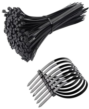 HAN-LBG Thick Cable Ties Heavy Duty 100 Pack, 400mm x 7.6mm Strong Large Zip Ties Black with 50kg Tensile Strength Extra Long Wire Ties Wraps for Awnings Water Pipes Plant Fence