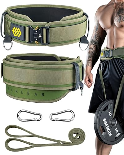 MANUEKLEAR 2-in-1 Dip-Gürtel & Hebegürtel mit 92.5 cm Seil, doppellagige Gewichtsgurte für Klimmzüge, Powerlifting Gym Gürtel für Gewichtheben
