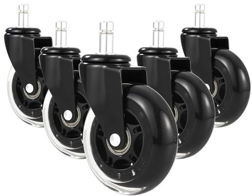 5 Stücke Bürostuhl Rollen,Rollen für Bürostühle 10mm x 22 mm,Hergestellt aus Gummirädern, Geeignet für leise Teppiche und Parkettböden usw, Passend für die Meisten Bürostühle (Schwarz, 10x22mm)