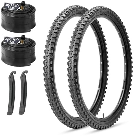 MOHEGIA 20x2.125 Mountain Bike Tires Set with Tubes & Levers, 2 Pack