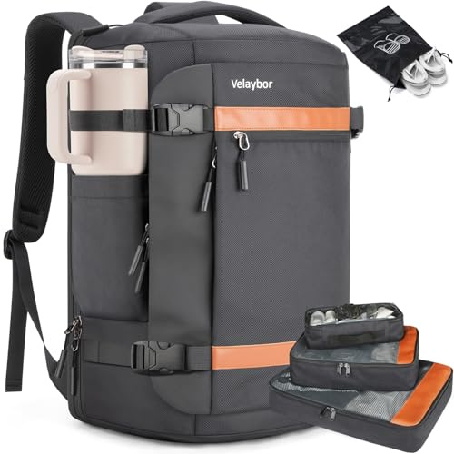 Velaybor 42L Carry On Travel Backpack With 4 Packing Cubes, TSA Friendly