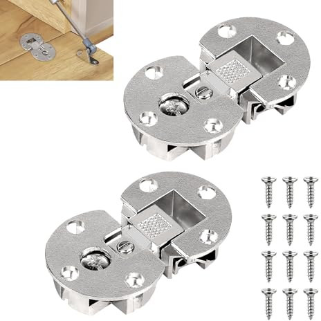 SUPAWAY 2 Pezzi Cerniere a ribalta semicircolari, asse di rotazione a 90° Cerniera per coperchio regolabile 3D 35mm Ferramenta per mobili, Cerniere per ante in legno, armadio da cucina, guardaroba