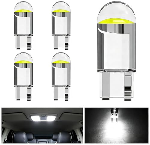 Upsmoker Standlicht Lampe 5 Stück T10 Lampe W5W 12V 5W 6000K Diamond Weißlicht Glassockellampe für Innenbeleuchtung, Parklicht, Kennzeichenbeleuchtung, Türbeleuchtung, Kofferraumbeleuchtung, Leselicht