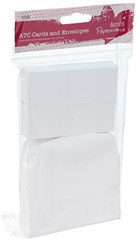 Papermania 8,9 x 6,3 cm ATC Karten und Umschläge, 50 Stück, weiß