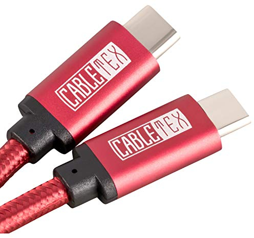 CABLETEX USB C cable to USB 3.2Gen1 type C 1, 2, 3m power and data cord nylon braid for USB 3.1 laptops and smartphones Nexus 5X, 6P, OnePlus 2, OP 3, HTC 10, MacBook Pro - RED/BLACK/BLUE