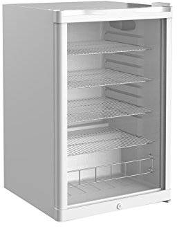 Gastro-Cool Glastür-Kühlschrank weiß, Getränkekühlschrank, Flaschenkühlung, Minibar, manuelle Temperaturkontrolle, GCGD155