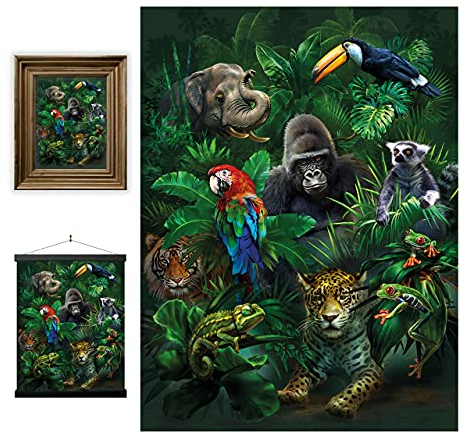 3D LiveLife Linsenförmige Wandkunst Drucke - Dschungelkumpels von Deluxebase. Ungerahmtes 3D Wildtier Poster. Perfekter Wandfüller. Original kunstwerk lizenziert von bekannt künstler, Tami Alba