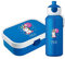 4youDesign Set: blaue Brotdose & Trinkflasche für Kinder -EINHORN- personalisiert mit Namen – inkl. Bento Box, Gabel & Pop-Up Flasche, Einschulung, Schule (Blau)