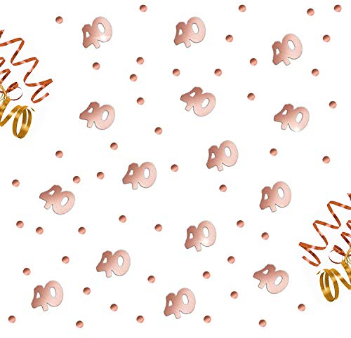 Oblique Unique® 40. Geburtstag Jubiläum Konfetti Roségold Punkte + Zahl Mix Tisch Deko Streudeko über 300 Stück