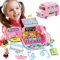BAKAJI School Bus Playset Puppenschule Spielzeug für Kinder mit Puppe und Spielzubehör, Schule Bus Fahrzeug und Zubehör