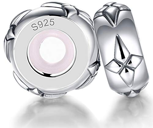 LOVANS 2 PCS Charms Stopper für Armband 925 Sterling Silber Gummi Spacer Stopper für DIY Armbänder Abstandhalter Armband