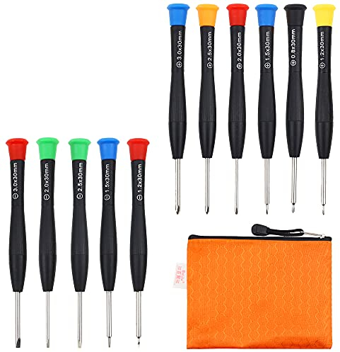 NewZC 11 Stücke Mini Schraubenzieher Set Schraubenzieher Satz mit Schlitz und Kreuzschlitz Für Smartphones Kameras Laptops Uhren Bedienung - Mit Lagerung Tasche (0.8mm,1.2mm,1.5mm,2.0mm,2.5mm,3.0mm)