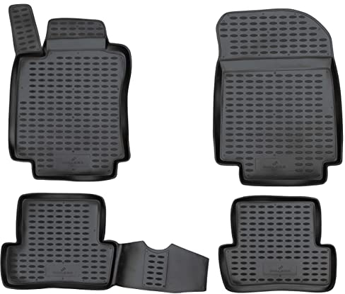WALSER XTR Gummi Fussmatten Auto für Renault Clio 3 01/2005-12/2014, Clio 3 Grandtour 2007-2012, 100% passgenaue Auto Fußmatten, robuste Universal Fußmatte Auto, Gummimatten Auto