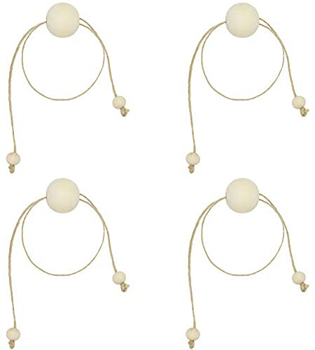 Holzperle Serviettenringe Serviettenhalter, 4 Stück Holz Serviettenringe Serviettenschnallen Natürliches Rustikales Bauernhaus Serviette Ring mit Quasten für Hochzeits Weihnachten Dekoration Tischdeko